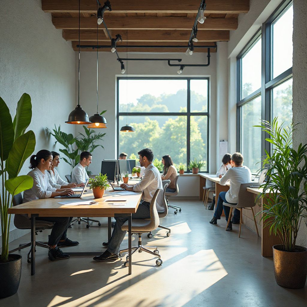 Echipa noastră în biroul modern cu tehnologie AI